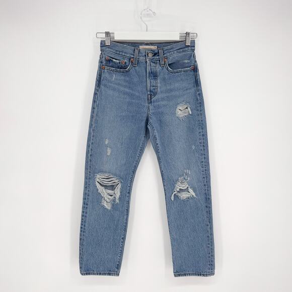 LEVI’S Wedgie Straight Distressed Jeans Women’s Size 25 Authentically Yours - Picture 2 of 6